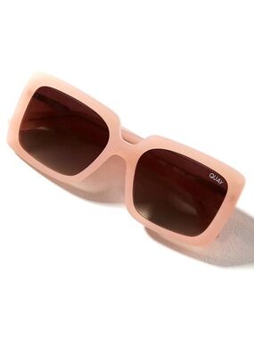 QUAY Total Vibe Sunglasses Polarized Pink Frame Brown Lens NWT